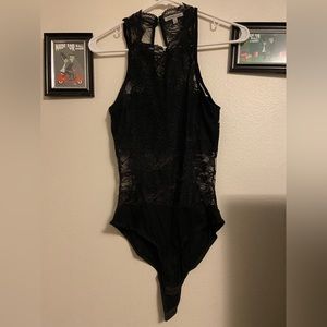 black lacy bodysuit